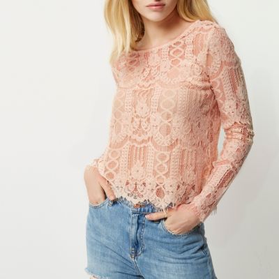 Nude lace top